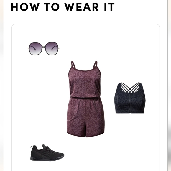 Stretch Woven Active Romper With Pockets, plus size 2x, leopard print - Picture 8 of 13